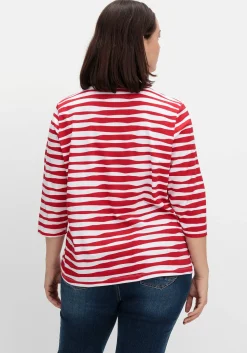 Shirt mit welligen Streifen und 3/4-Ärmeln