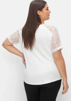 Shirt mit Zipper und Ärmeln aus Spitze