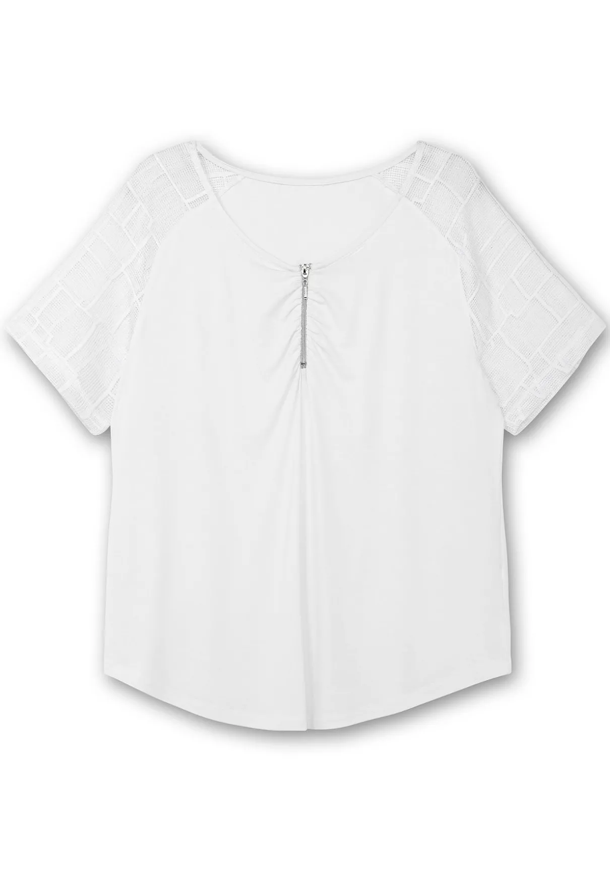 Shirt mit Zipper und Ärmeln aus Spitze
