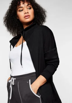 Shirtjacke mit Stehkragen und Bindeband