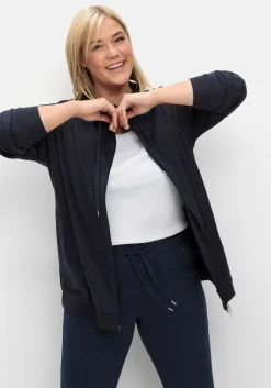 Shirtjacke mit Stehkragen und Bindeband