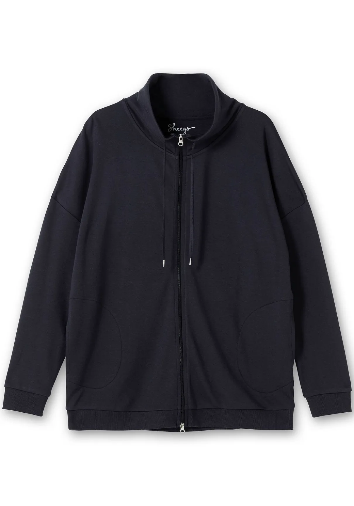 Shirtjacke mit Stehkragen und Bindeband