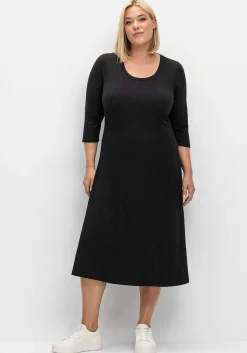 Shirtkleid aus Rippqualität, mit 3/4-Ärmeln
