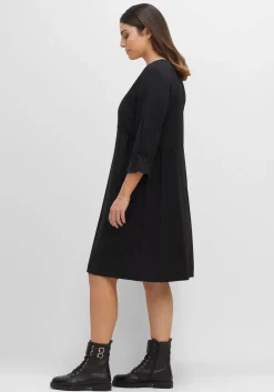 Shirtkleid mit gerafften 3/4-Ärmeln