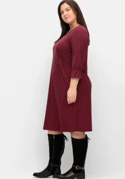 Shirtkleid mit gerafften 3/4-Ärmeln
