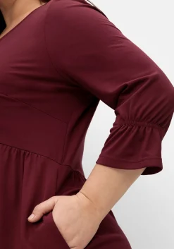 Shirtkleid mit gerafften 3/4-Ärmeln