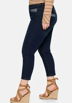 Skinny Jeans in 7/8-Länge, mit Stickerei vorn