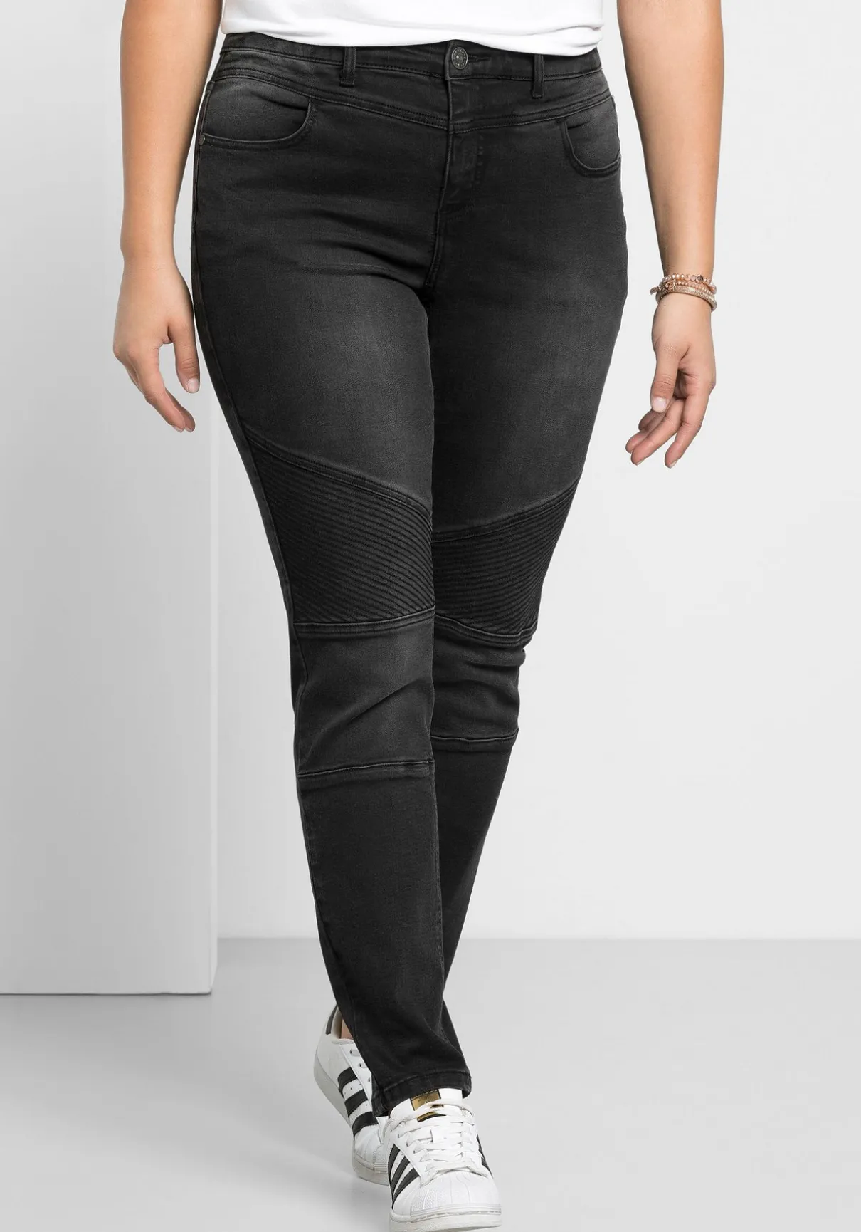 Skinny Power-Stretch-Jeans im Biker-Look