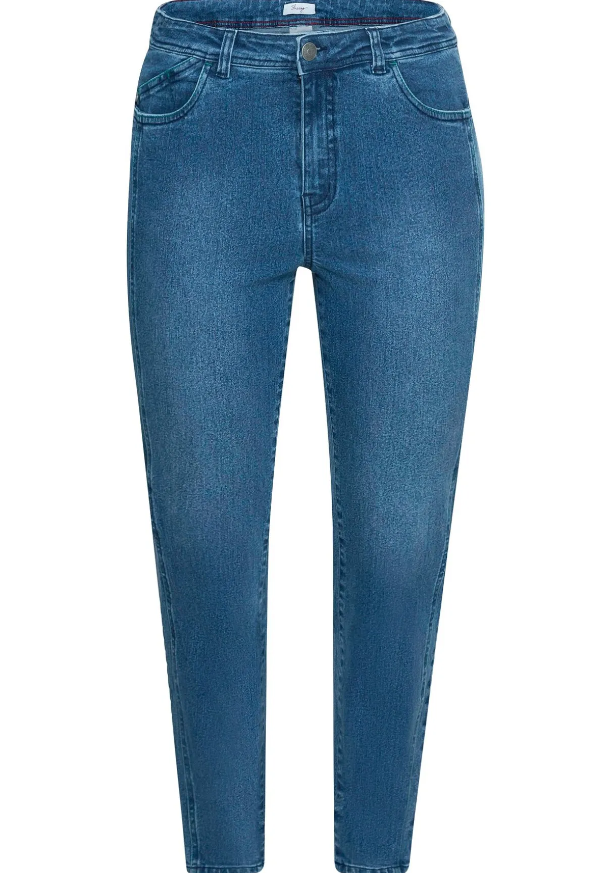 Slim Jeans mit vorverlegter Teilungsnaht