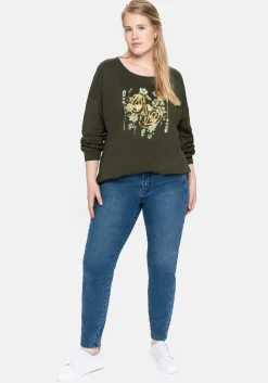 Slim Jeans mit vorverlegter Teilungsnaht