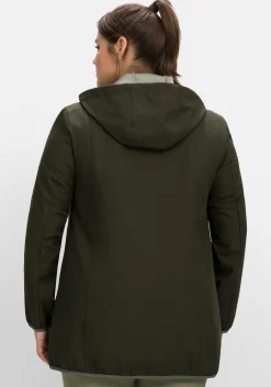 Softshelljacke mit Kapuze und Kontrastdetails