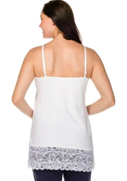 Spaghetti-Top mit breitem Spitzensaum