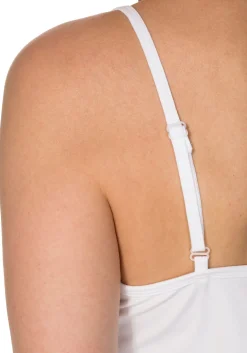 Spaghetti-Top mit breitem Spitzensaum