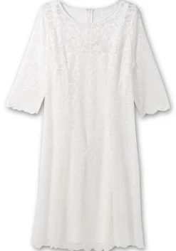 Spitzenkleid mit Wellensaum; knielang