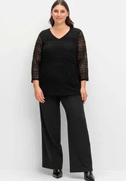 Spitzenshirt in A-Linie und 3/4-Arm