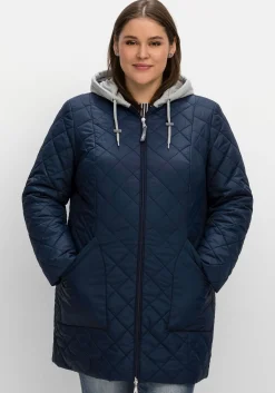 Steppjacke mit Jerseykapuze und 2-Wege-Zipper