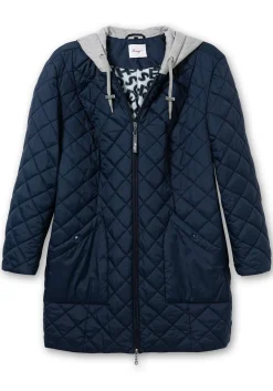 Steppjacke mit Jerseykapuze und 2-Wege-Zipper