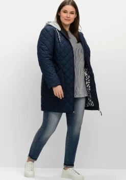 Steppjacke mit Jerseykapuze und 2-Wege-Zipper