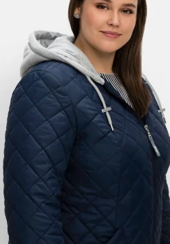 Steppjacke mit Jerseykapuze und 2-Wege-Zipper
