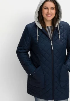 Steppjacke mit Jerseykapuze und 2-Wege-Zipper