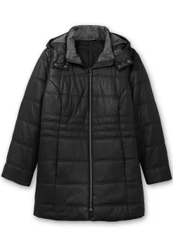 Steppjacke mit Kapuze und Flanell-Details