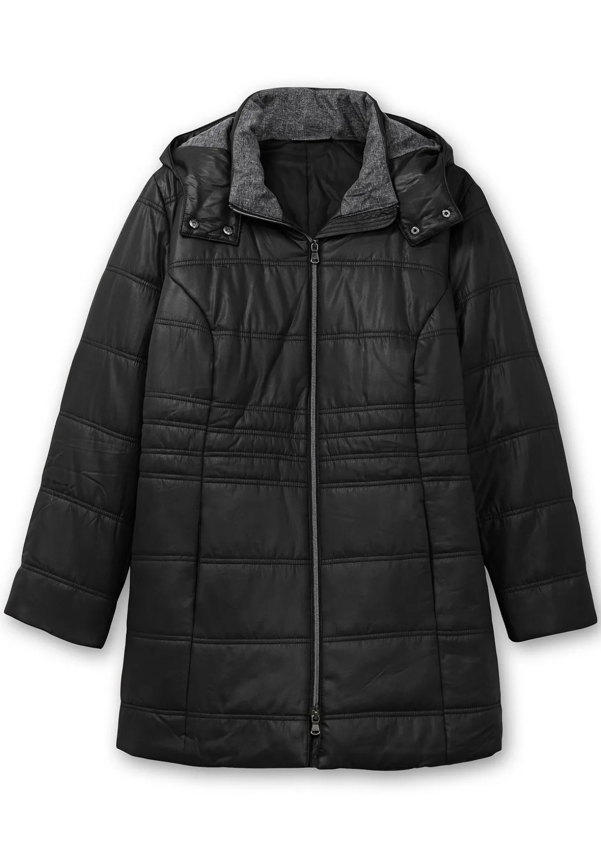 Steppjacke mit Kapuze und Flanell-Details