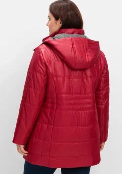 Steppjacke mit Kapuze und Flanell-Details