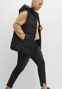 Steppweste in A-Linie, mit Kapuze und 2-Wege-Zipper