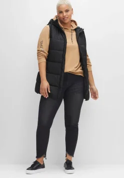 Steppweste in A-Linie, mit Kapuze und 2-Wege-Zipper