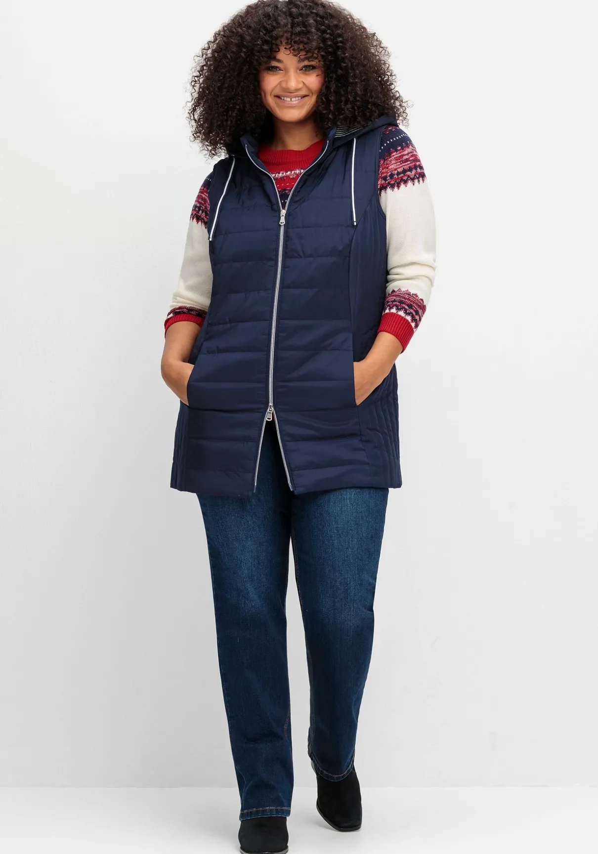 Steppweste mit gestreiftem Innenfutter