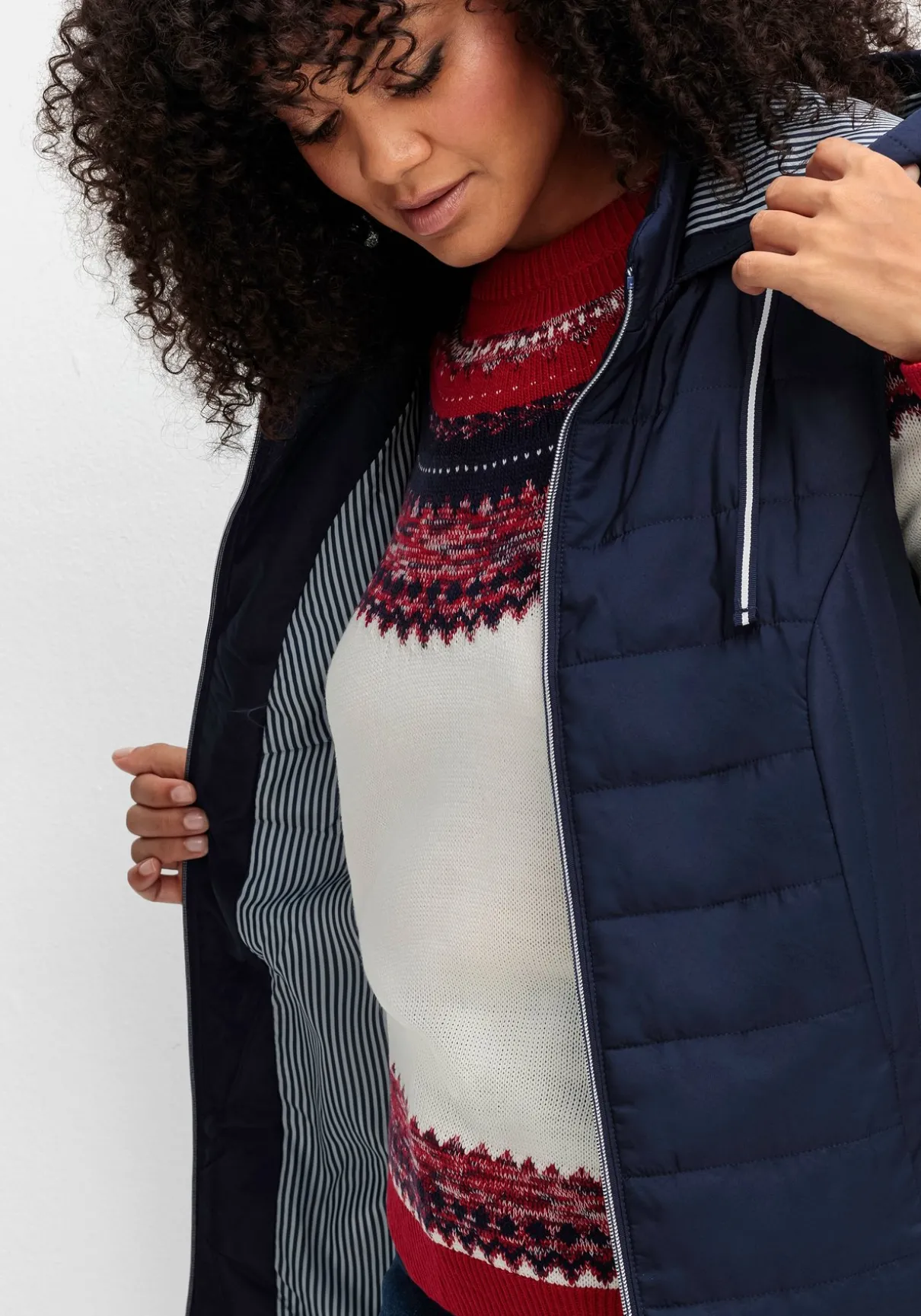 Steppweste mit gestreiftem Innenfutter