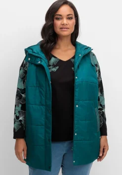 Steppweste mit Kapuze und Glitzer-Details