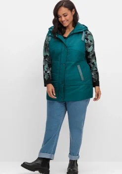 Steppweste mit Kapuze und Glitzer-Details