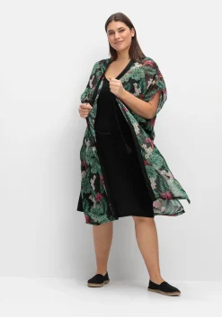 Strandset aus Jerseykleid und offenem Kaftan