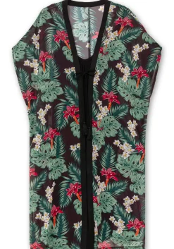 Strandset aus Jerseykleid und offenem Kaftan