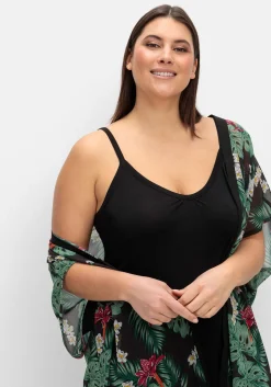 Strandset aus Jerseykleid und offenem Kaftan