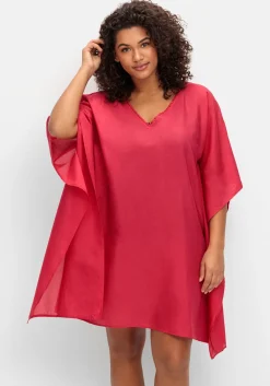 Strandtunika im Poncho-Schnitt, leicht transparent