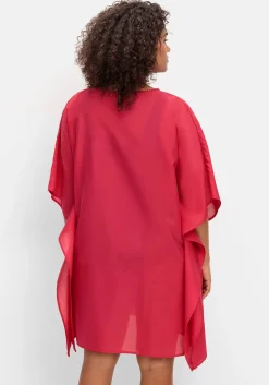 Strandtunika im Poncho-Schnitt, leicht transparent