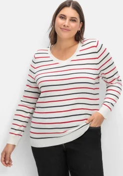 Streifen-Pullover mit Ripp-Abschlüssen