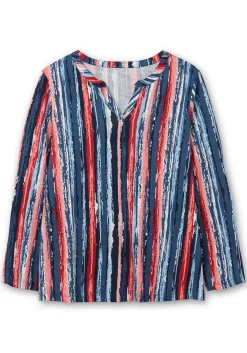 Streifenshirt im Batik-Look, mit Krempelärmeln