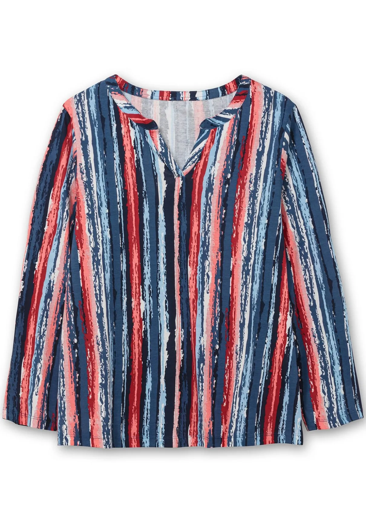 Streifenshirt im Batik-Look, mit Krempelärmeln