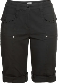 Stretch-Bermudas mit aufgesetzten Taschen und Patten