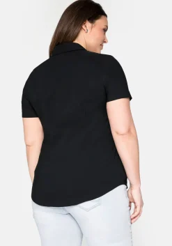 Stretch-Bluse mit kurzem Arm, leicht tailliert