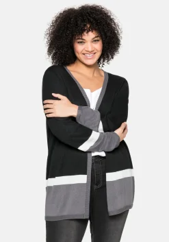 Strickjacke im Colourblocking-Stil, in offener Form