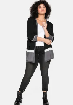 Strickjacke im Colourblocking-Stil, in offener Form