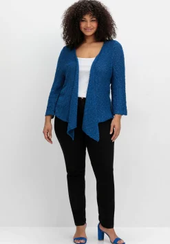 Strickjacke im Häkel-Look, mit zipfeligem Saum