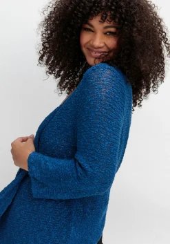 Strickjacke im Häkel-Look, mit zipfeligem Saum