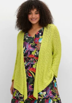 Strickjacke im Häkel-Look, mit zipfeligem Saum