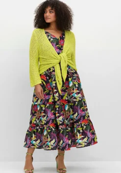 Strickjacke im Häkel-Look, mit zipfeligem Saum