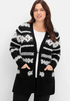 Strickjacke mit Intarsienmuster aus Flauschgarn